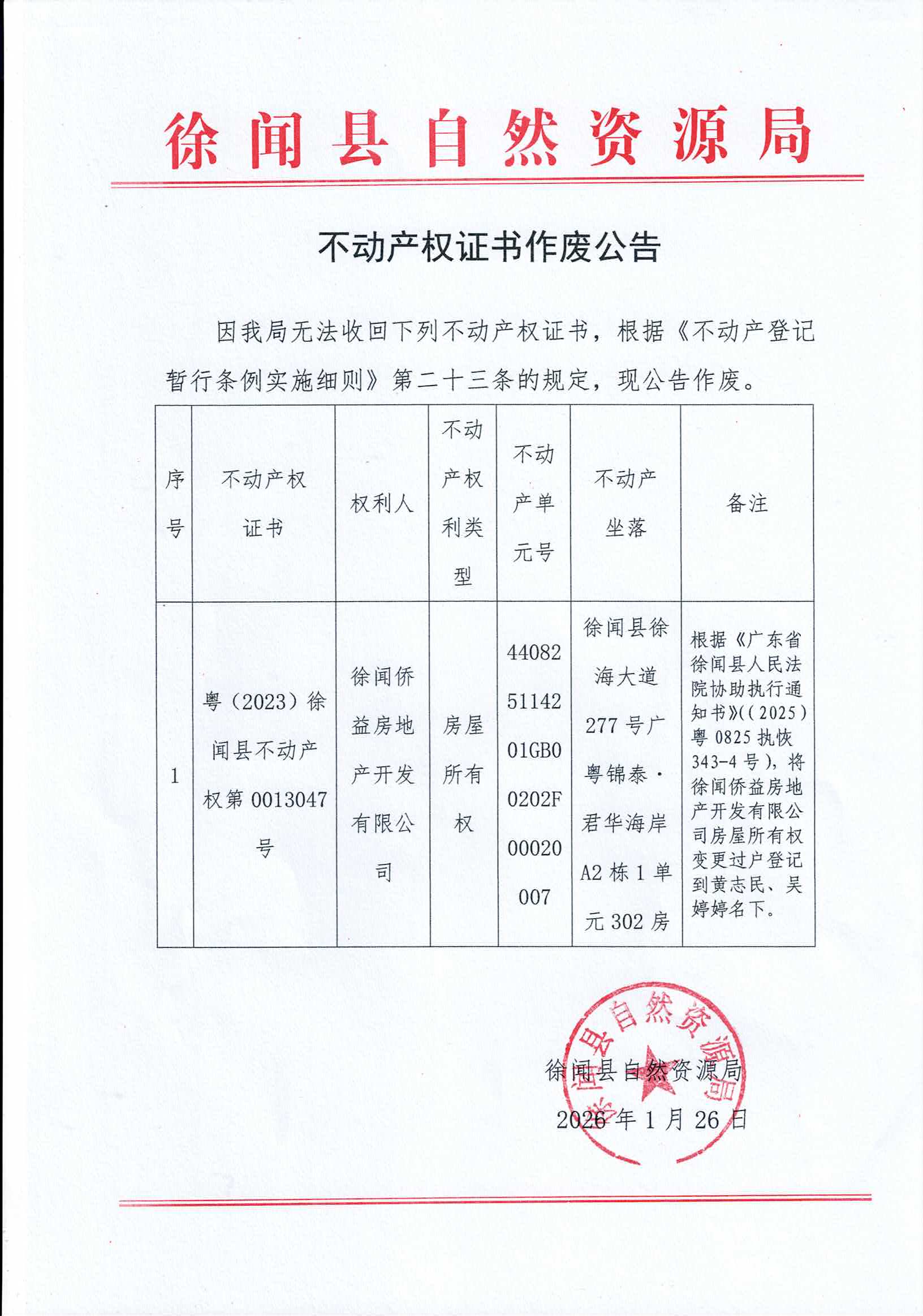 不动产权证书作废公告（粤（2023）徐闻县不动产权第0013047号）.jpg